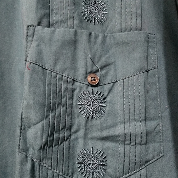 KS Island Men's Embroidery Short Sleeve Button Down Shirt 3XL - Picture 6 of 6